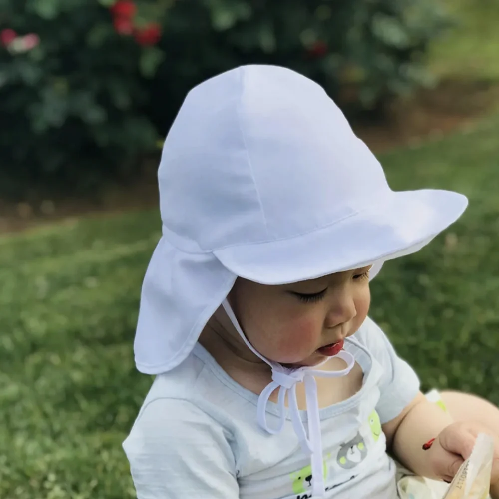 UPF 50+ UV Ray Sun Protection Baby Hat w/Neck Flap & Drawstring